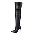 Pointed-toe Back-zip Stiletto-heel Leg-slimming Over-the-knee Patent Leather Boots