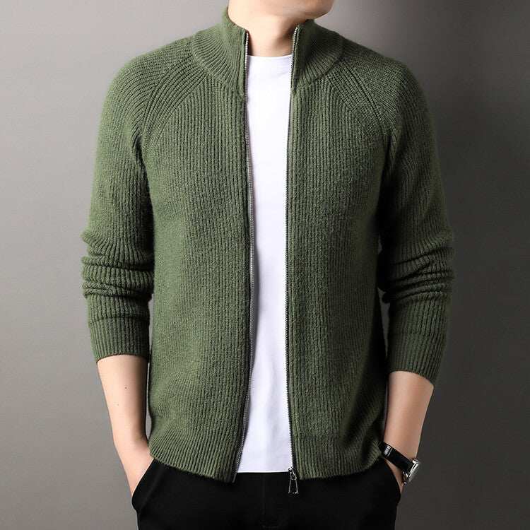 Mens Casual All-match Stand-up Collar Cardigan Sweater