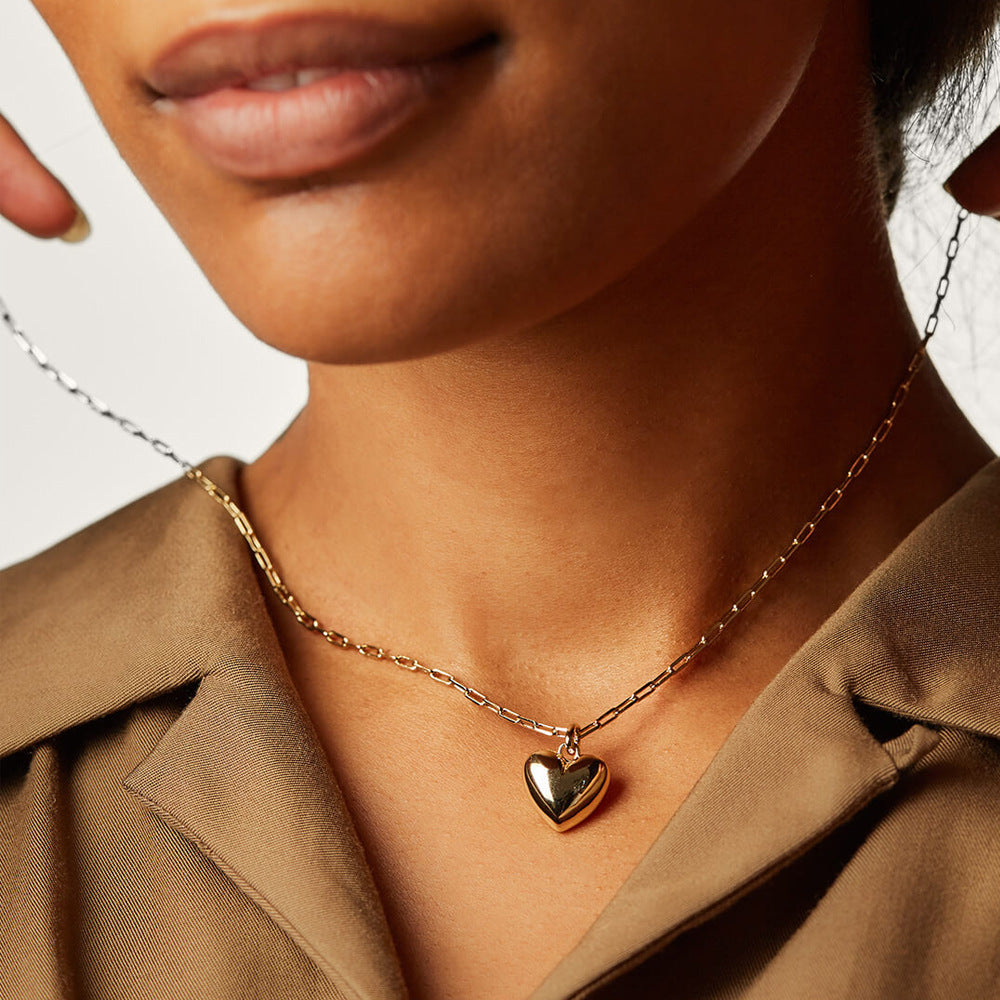 Gold-plated Jessica Puffed Heart Shaped Necklace