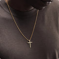 Men's 18K Gold Diamond Cross Necklace