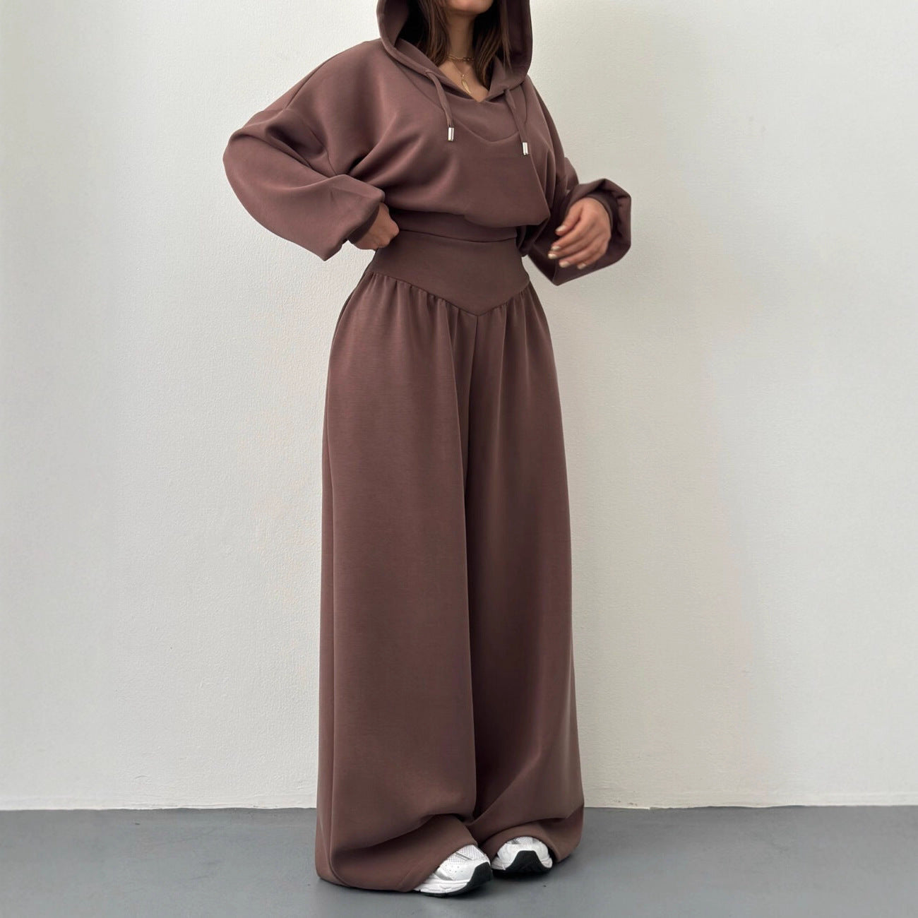 Womens Casual Set V-neck Hoodie Top And Pants