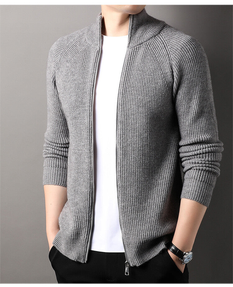 Mens Casual All-match Stand-up Collar Cardigan Sweater