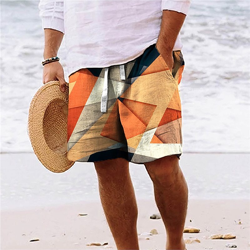 Print Beach Shorts Summer Fashion Loose Drawstring Short Pants Mens Clothing
