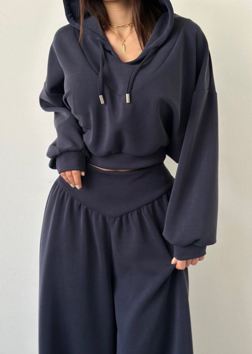 Womens Casual Set V-neck Hoodie Top And Pants