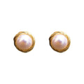 Pearl 14K Real Gold Plated Pearl Stud Earrings 925 Silver