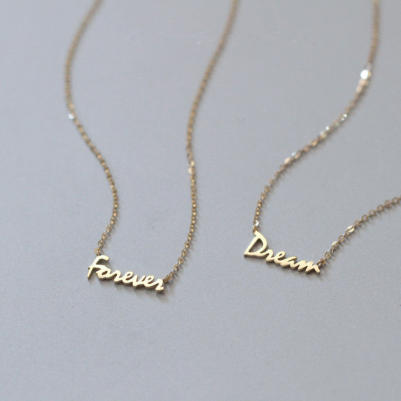 Sterling Silver Plated 14K Gold Necklace Women Forever English