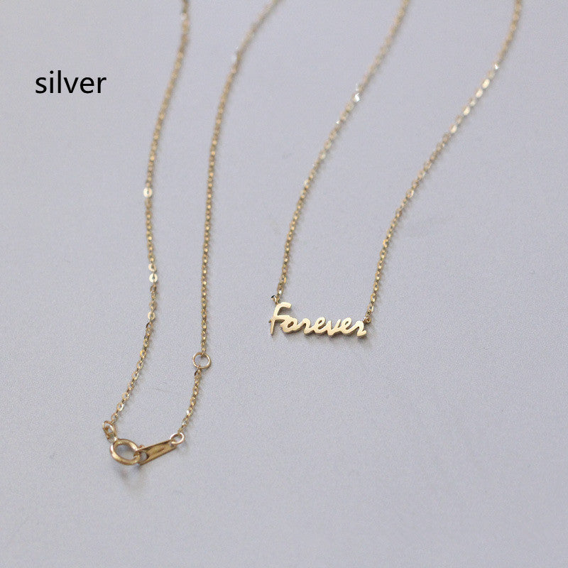 Sterling Silver Plated 14K Gold Necklace Women Forever English
