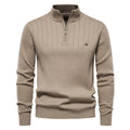 Half-zipper Pullover Sweater Men's Fashion Casual Stand Collar Long-sleeved Knitted Tops Fall Winter Clothing