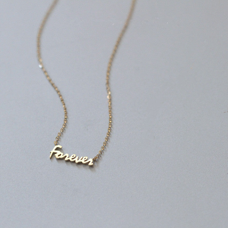 Sterling Silver Plated 14K Gold Necklace Women Forever English