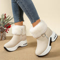 Womens Height-Enhancing Insulated Platform Fleece-Lined Ankle Boots