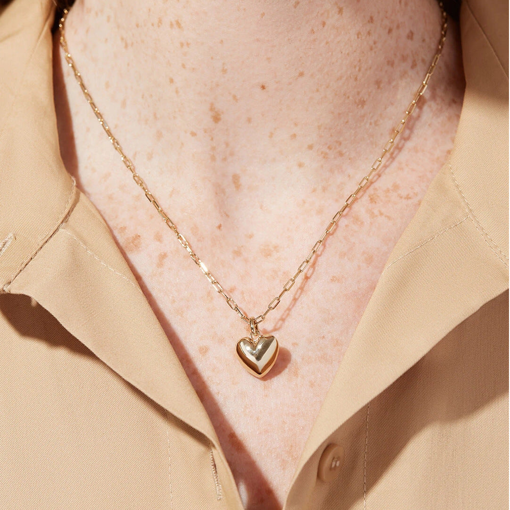 Gold-plated Jessica Puffed Heart Shaped Necklace