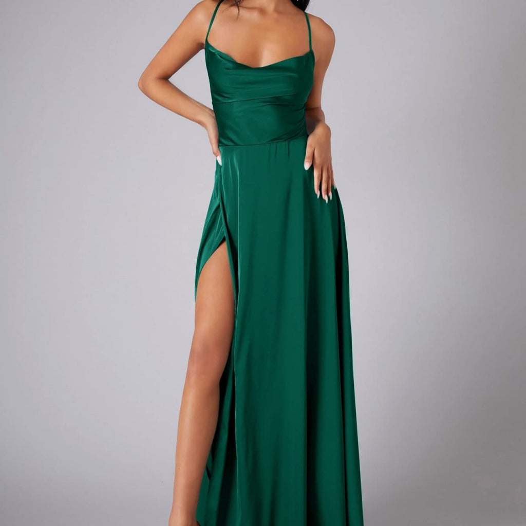 Summer Sexy Slimming Backless Strap Long Split Dress Women's Fashion High Waist Belted Gown V-neck
