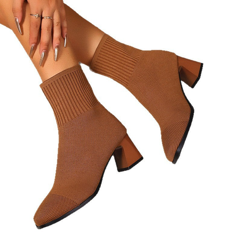 Womens Knitted Ankle Sock Boots For Autumn