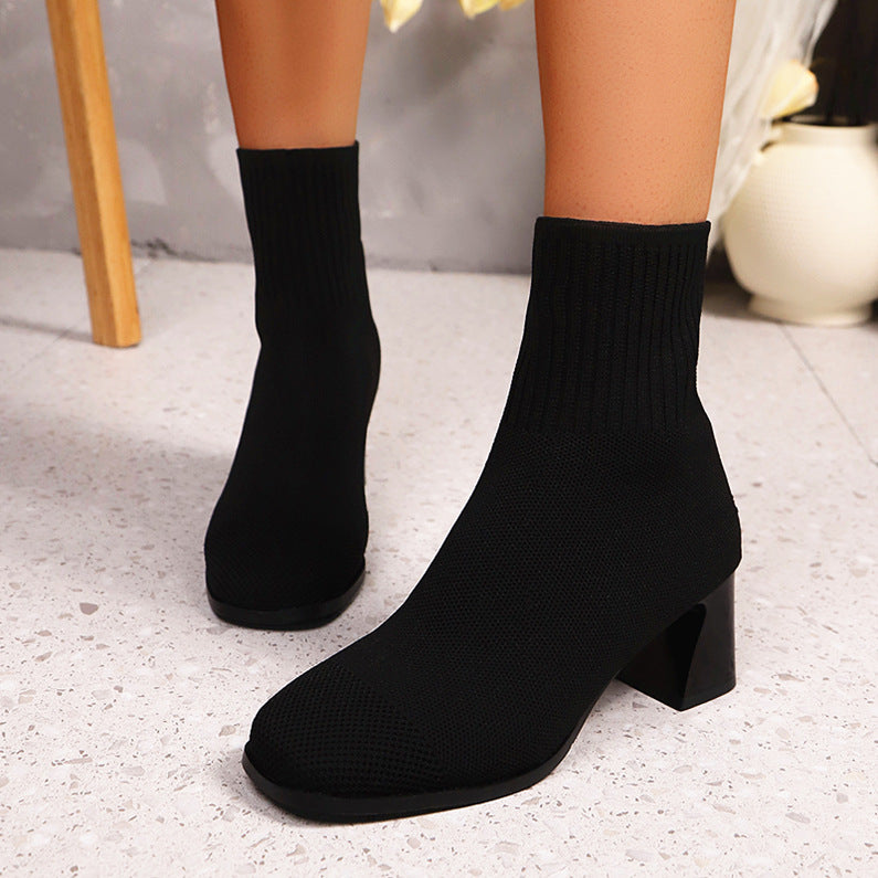 Womens Knitted Ankle Sock Boots For Autumn