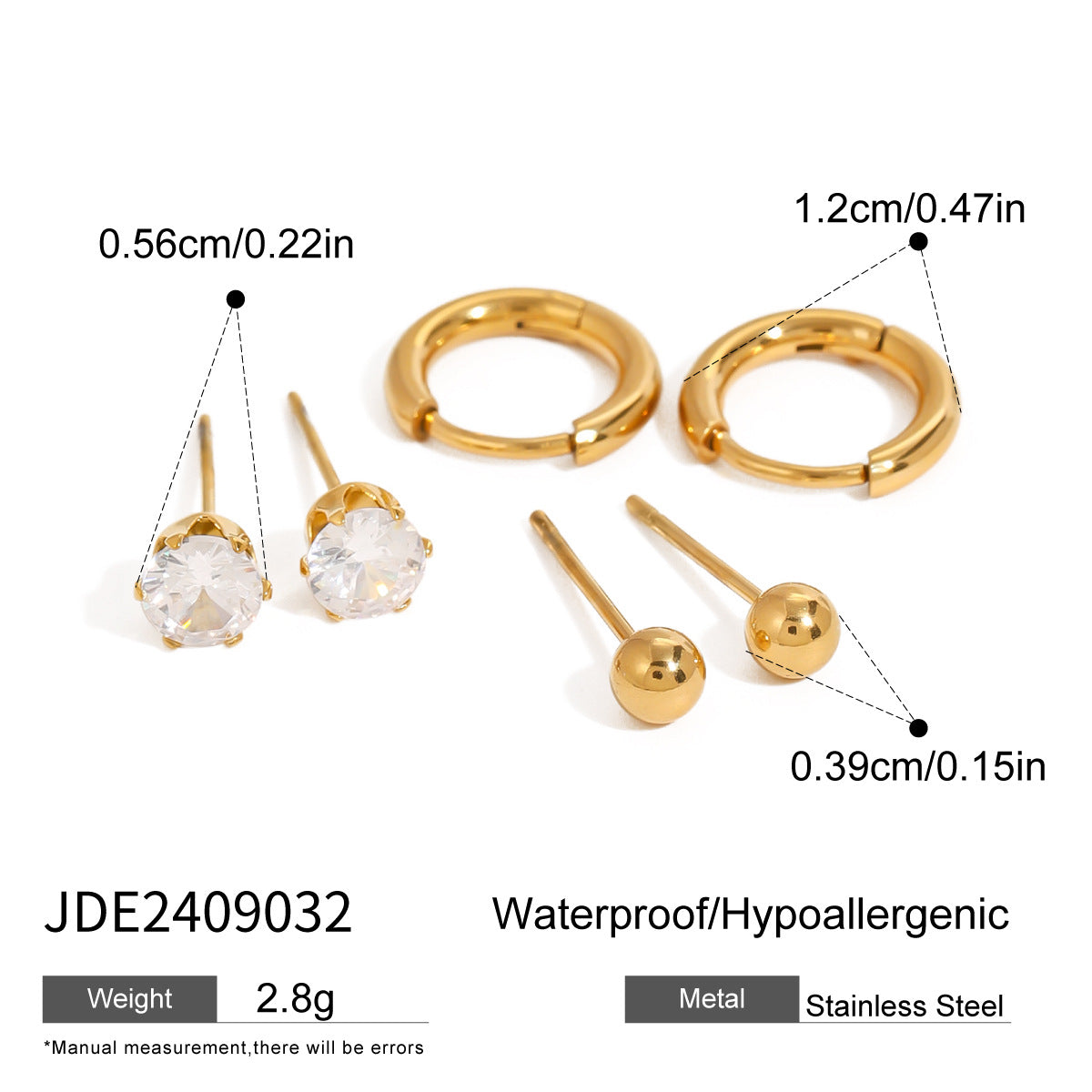 Three Pairs Of Stainless Steel Hoop Earrings For Women
