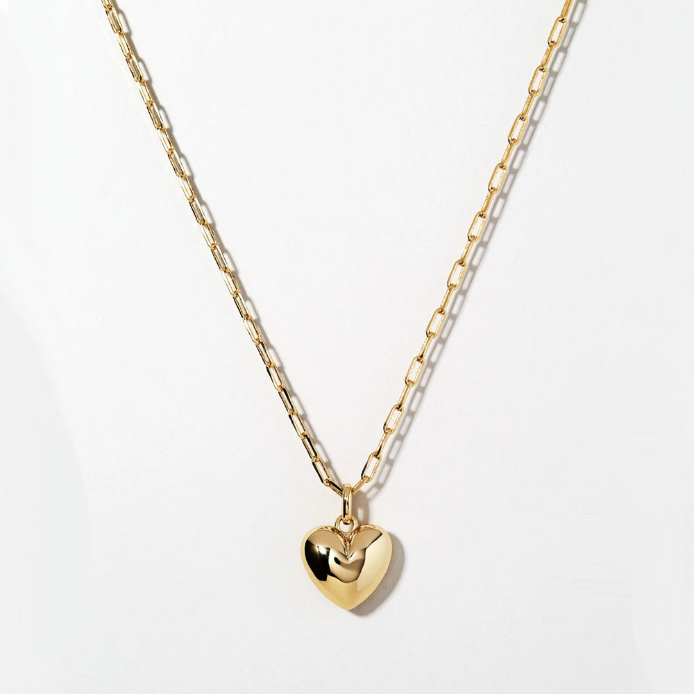 Gold-plated Jessica Puffed Heart Shaped Necklace
