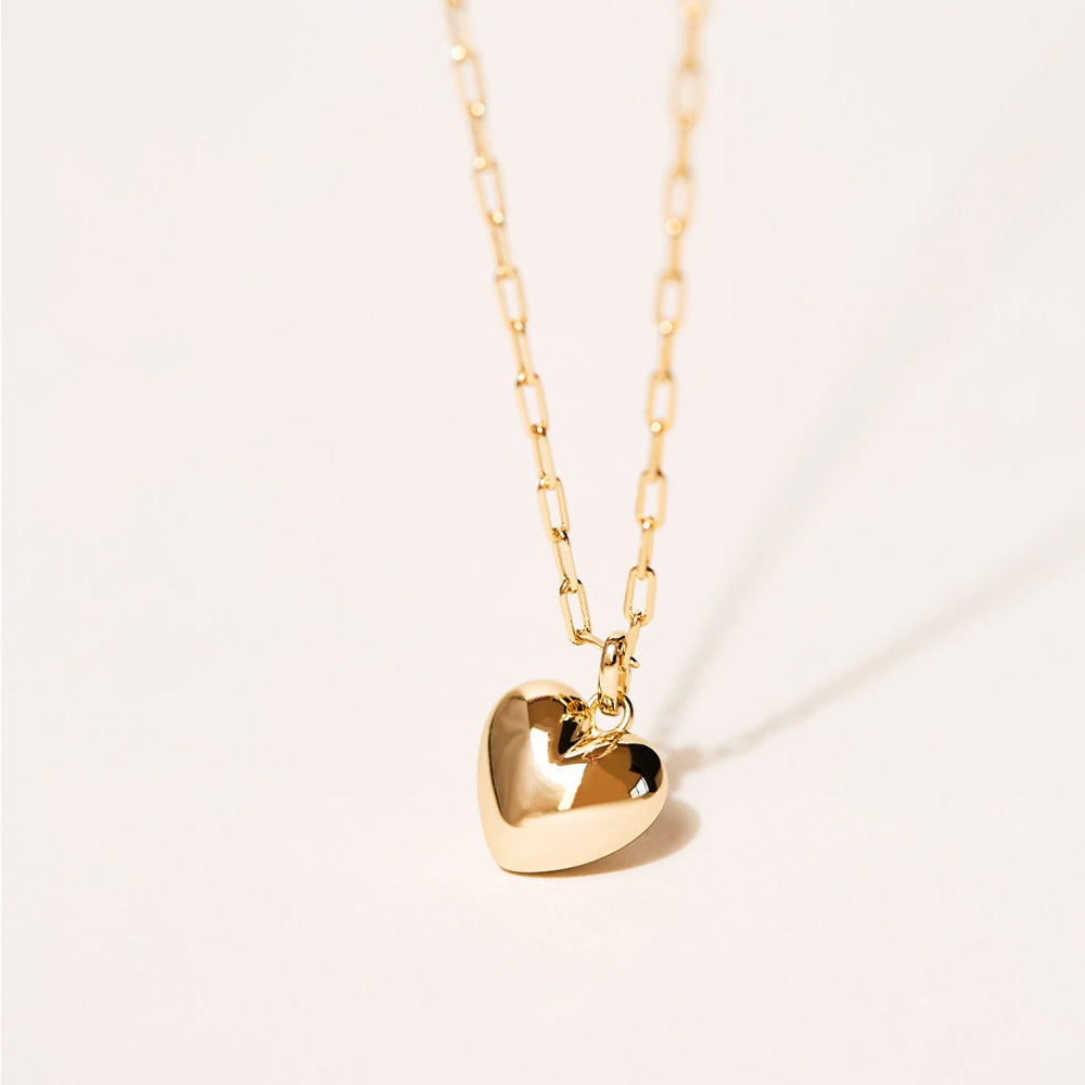 Gold-plated Jessica Puffed Heart Shaped Necklace
